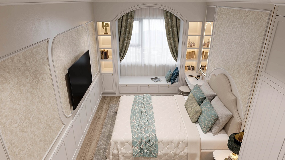 Phong cách đồng quê hiện đại hơn xuất hiện ở phòng ngủ phụ