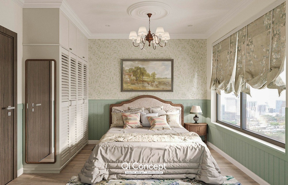 Phòng ngủ master phong cách American Country đẹp tựa cổ tích