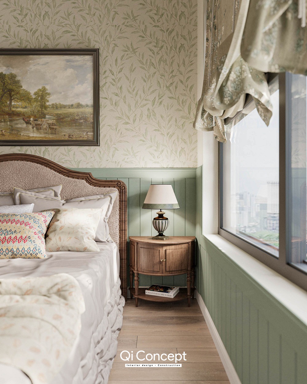 Tủ đầu giường bán nguyệt tràn đầy hương vị bình yên