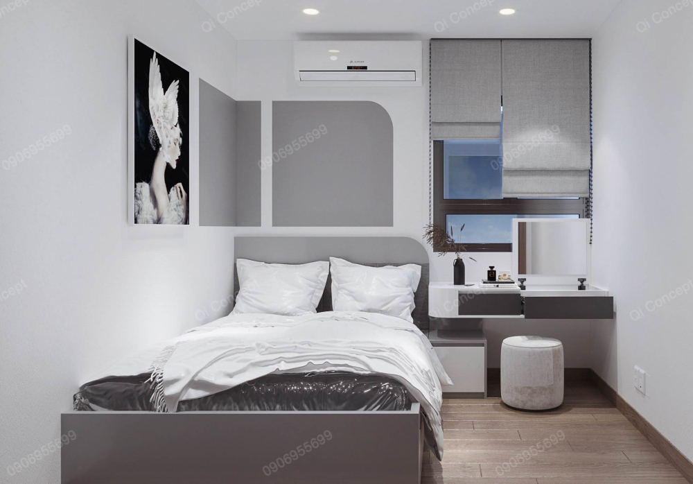 nội thất phòng ngủ phụ căn hộ 2 phòng ngủ 70m2 anh Q
