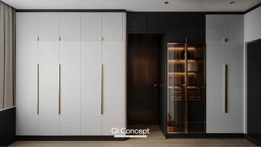 Hệ tủ kịch trần sang trọng trong phòng ngủ Master