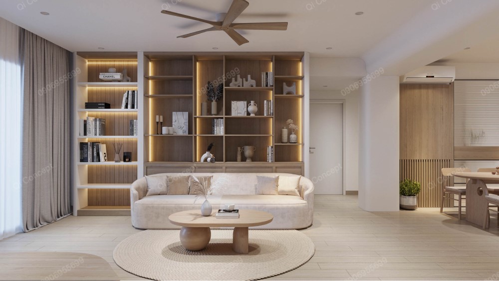 Phong cách thiết kế phòng khách Charm Sapphire hiện đại tối giản