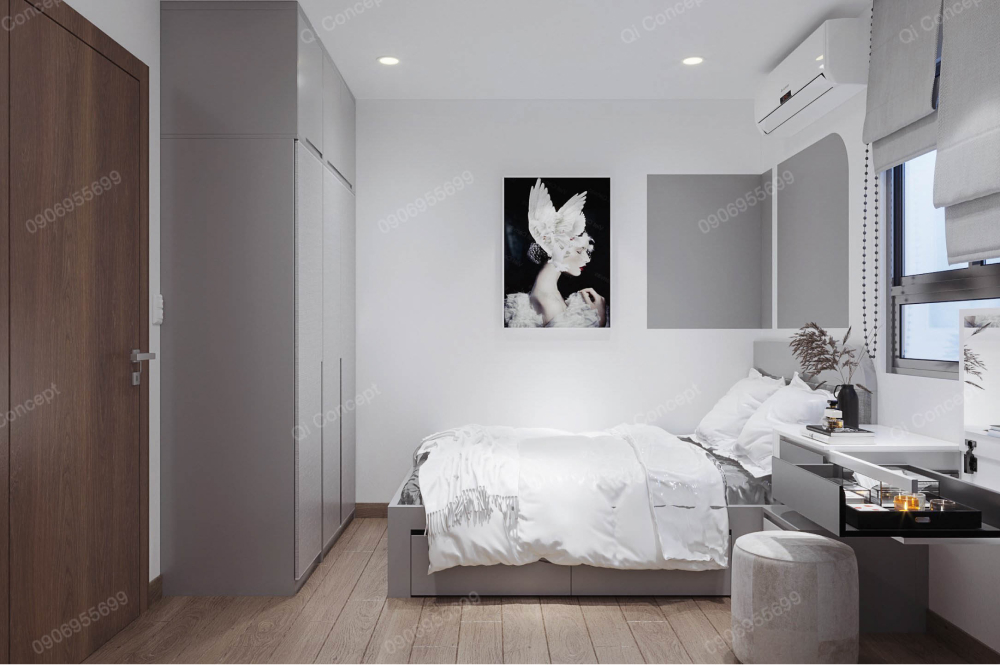 Thiết kế nội thất phòng ngủ nhỏ căn hộ The Antonia