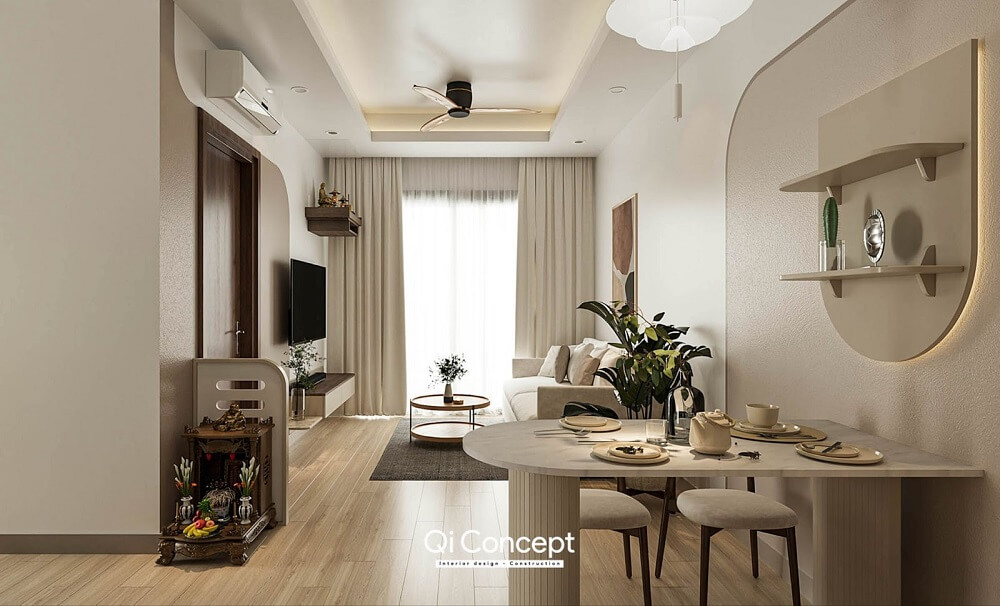 Cận cảnh khu vực bàn ăn ấm áp của gia chủ