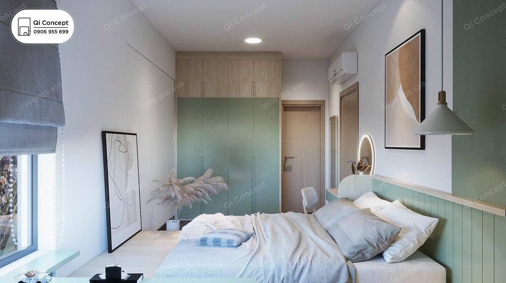 Không gian phòng ngủ master thoáng đãng, hút mắt với cách bố trí nội thất thông minh