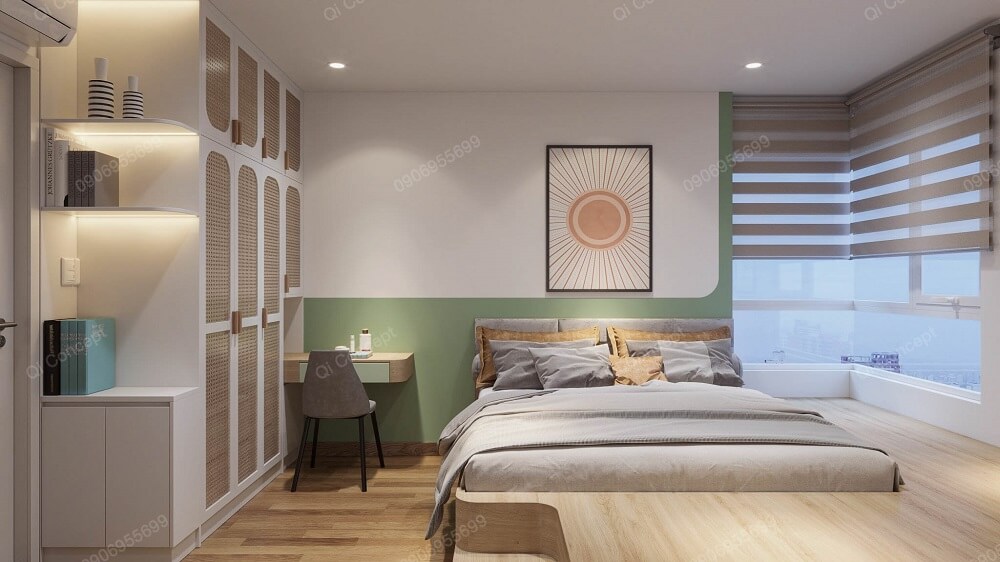 Thiết kế nội thất phòng ngủ master căn hộ River Panorama