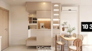 Mẫu thiết kế nội thất phòng khách bếp