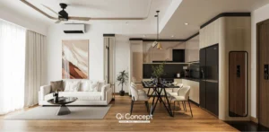 Mẫu phòng khách chung cư với phong cách nội thất hiện đại, sang trọng