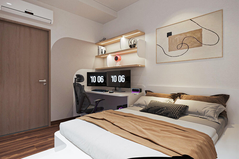 Phòng ngủ phụ được thiết kế vừa là nơi nghỉ ngơi nhưng cũng là nơi làm việc