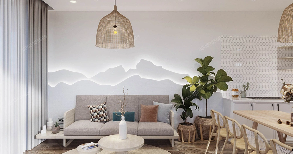 Trang trí tường độc đáo trong thiết kế nội thất nhà 2 tầng