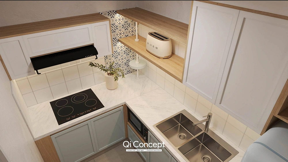 Thiết kế nội thất phòng bếp - ăn chung cư Lavita