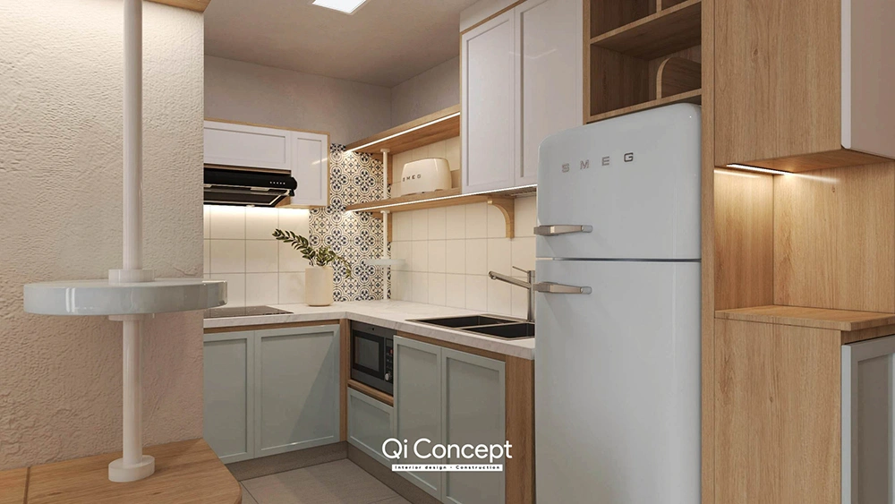 Thiết kế nội thất phòng bếp - ăn chung cư Lavita