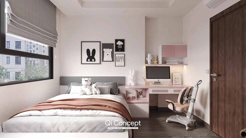 Mẫu thiết kế phòng ngủ cho bé căn hộ chung cư 4 PN