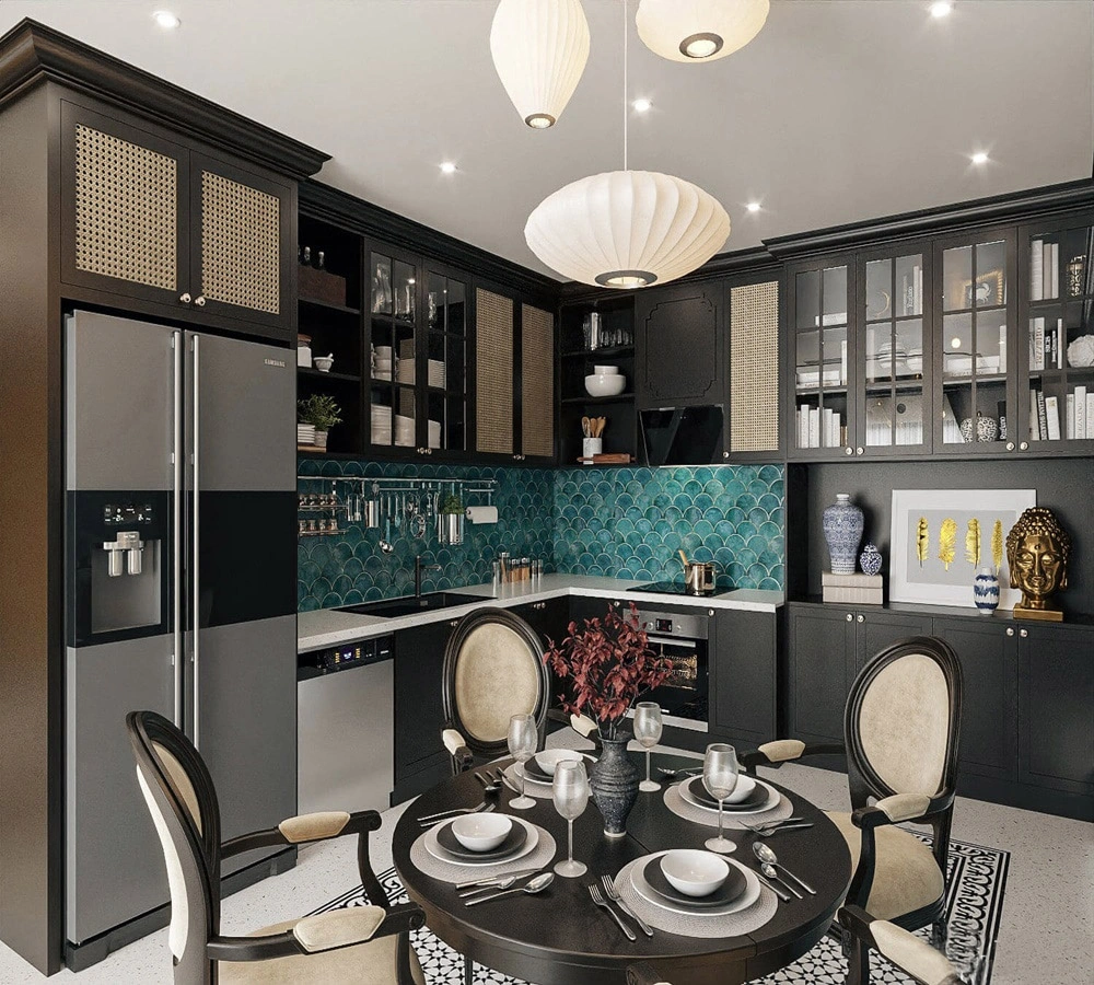 Khu vực bếp và phòng ăn Vintage