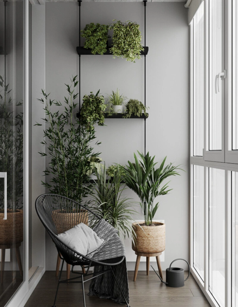 Bố trí cây xanh và vật phẩm phong thủy đúng cách trên logia