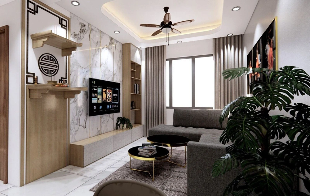 Nội thất chung cư 68m2 phong cách Hiện đại sắc nét.