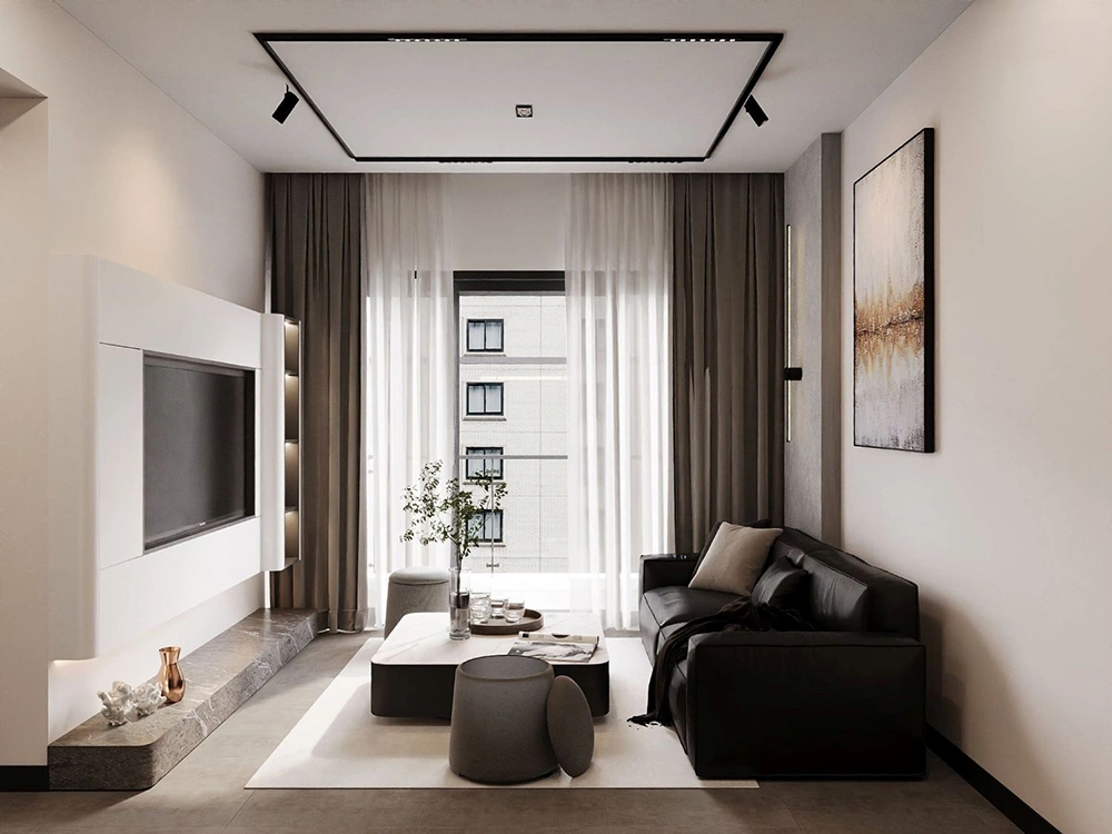 Mẫu nội thất chung cư 68m2 phong cách Tối giản.