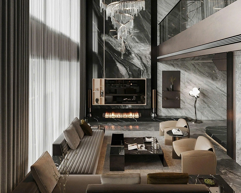 Một số mẫu thiết kế phòng khách thông tầng đẹp mê ly 2025