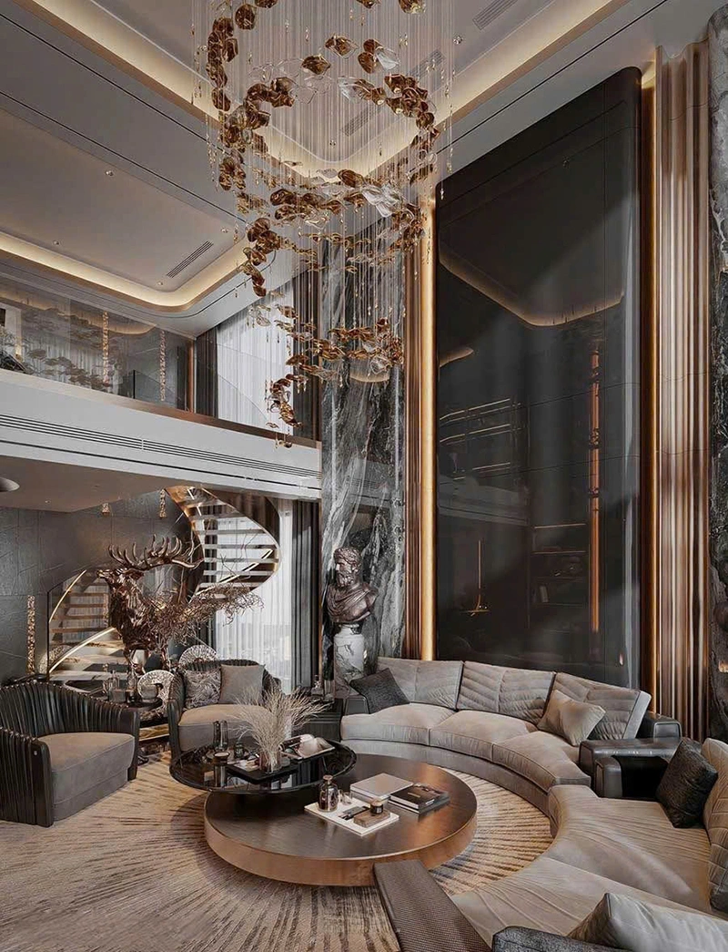 Một số mẫu thiết kế phòng khách thông tầng đẹp mê ly 2025