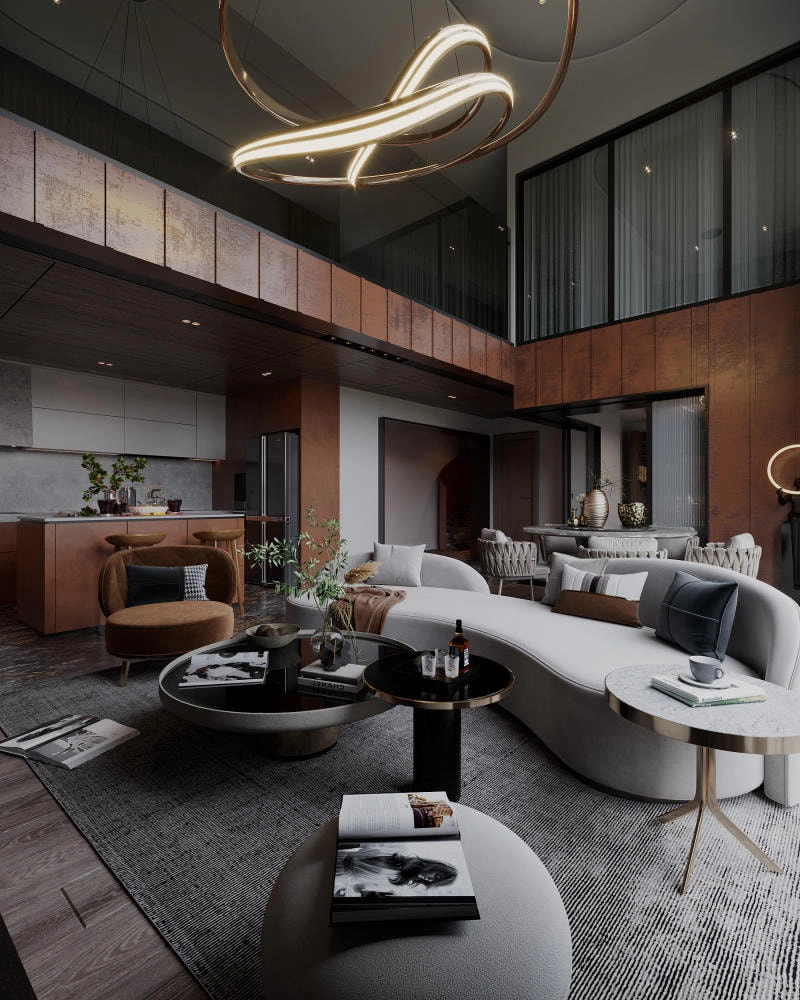 Một số mẫu thiết kế phòng khách thông tầng đẹp mê ly 2025