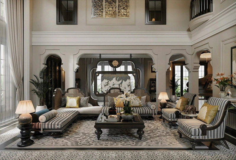 Mẫu phòng khách phong cách Á Đông