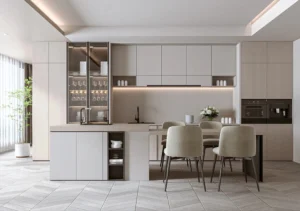 Mẫu bếp chữ I hiện đại, tối giản