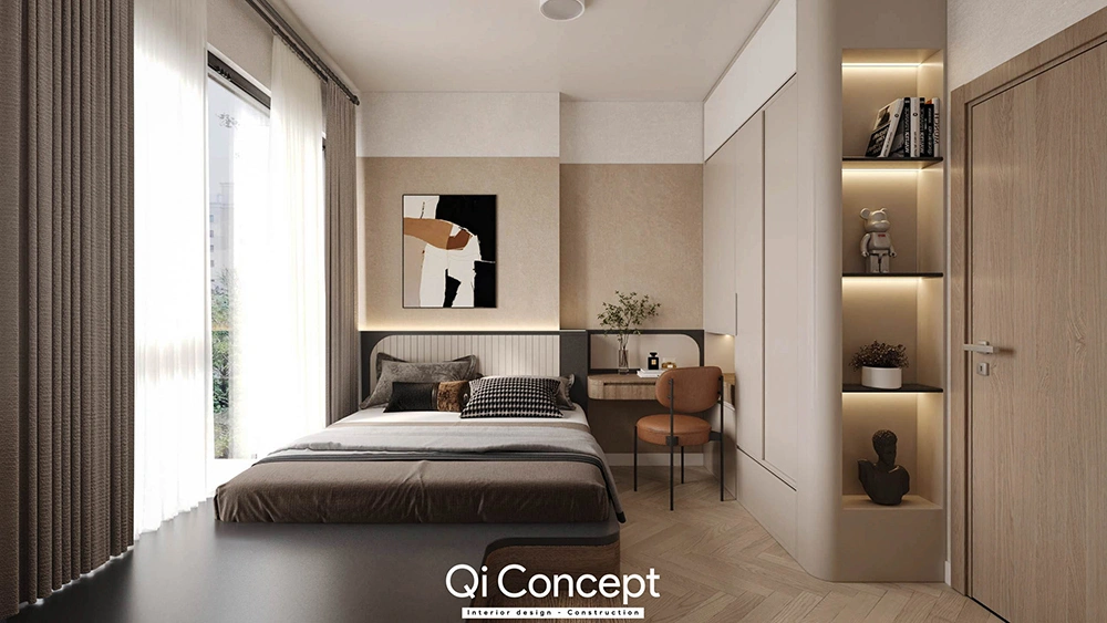 Mẫu phòng ngủ nhà ống 4m phong cách hiện đại tiện nghi