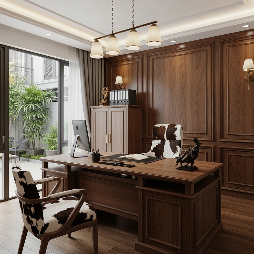 Sử dụng nội thất gỗ óc chó tạo vẻ uy quyền tại Nhà phố quận 2