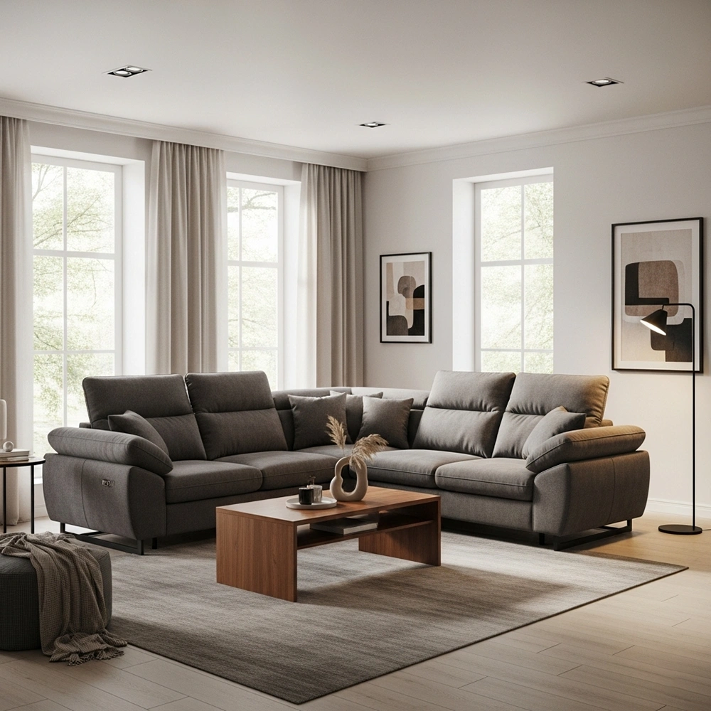 Sử dụng sofa góc chữ L để định hình không gian