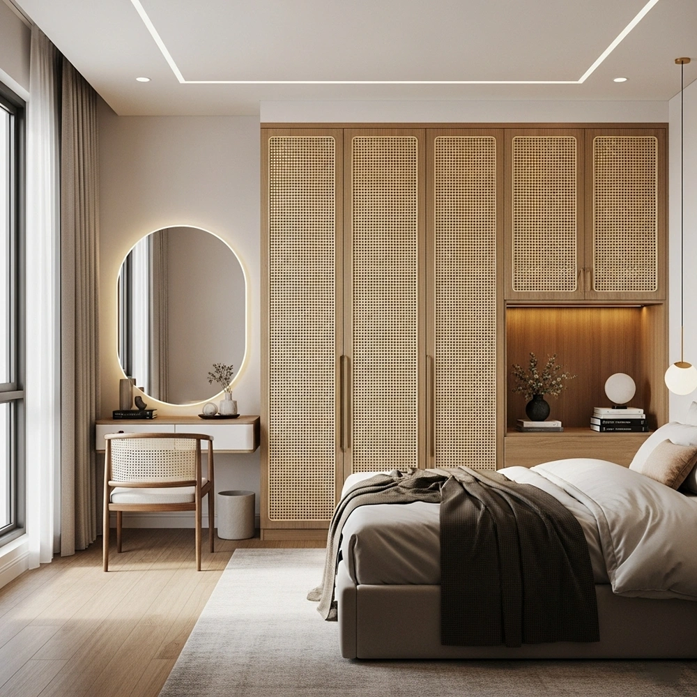 Phòng ngủ phong cách Indochine cho căn hộ chung cư