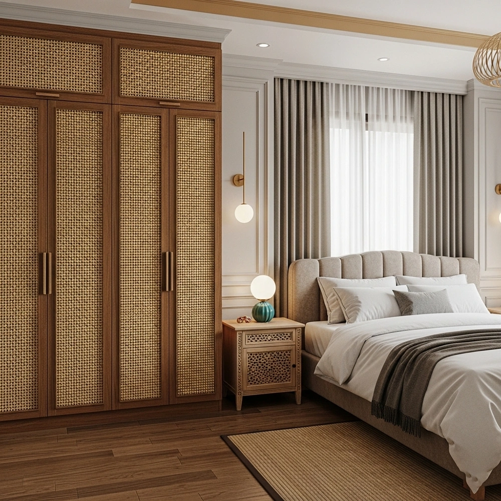 Phòng ngủ phong cách Indochine cho căn hộ chung cư