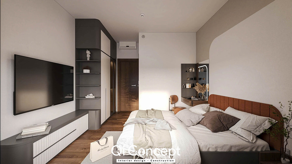 Mẫu phòng ngủ master trong dự án thiết kế nội thất căn hộ Zeit River 3PN.