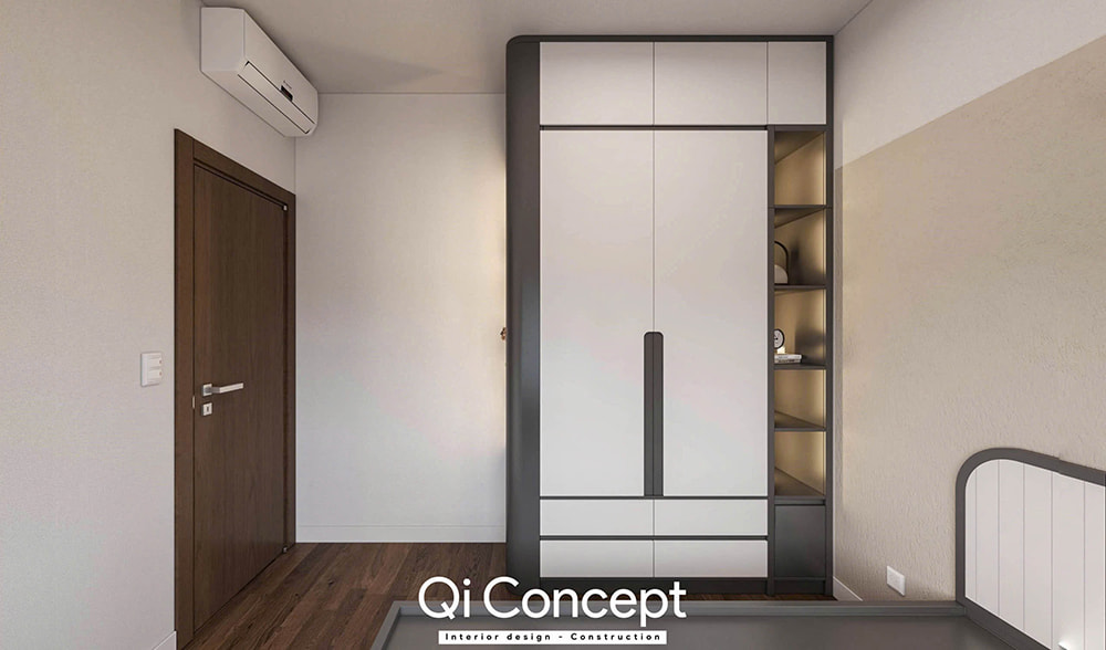 Mẫu phòng ngủ thứ ba trong dự án thiết kế nội thất căn hộ Zeit River 3PN.