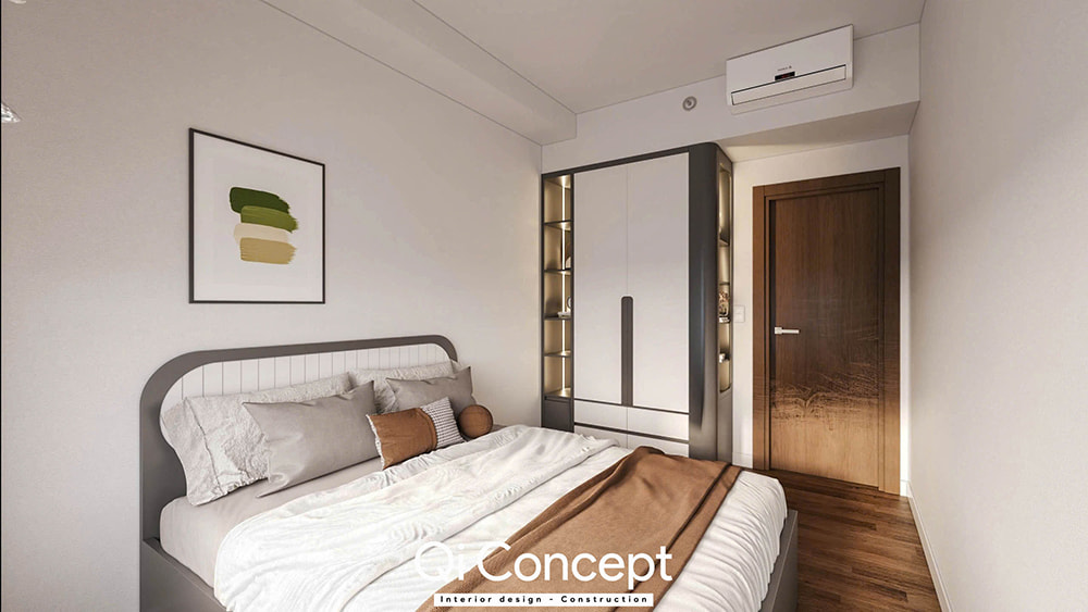 Một góc nhìn khác của phòng ngủ phụ trong dự án thiết kế nội thất căn hộ Zeit River 3PN.