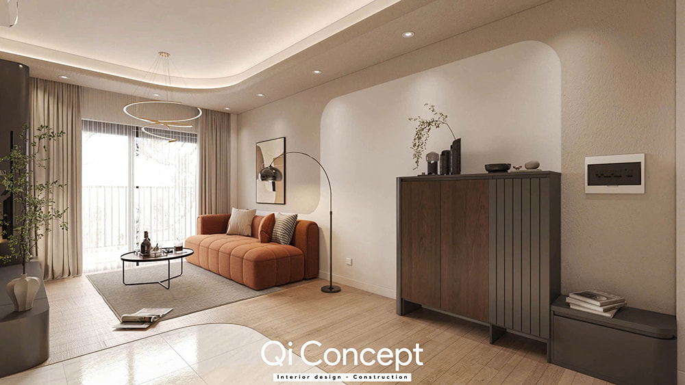 Một góc nhìn khác của phòng khách trong dự án thiết kế nội thất căn hộ Zeit River 3PN.