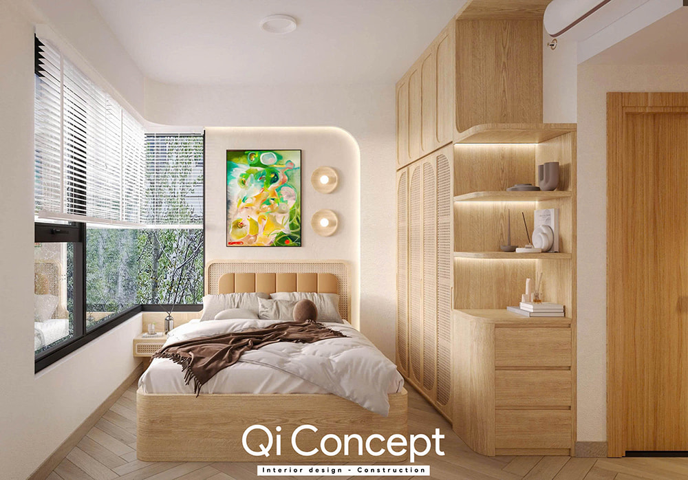 Tủ quần áo trong phòng ngủ của mẫu thiết kế nội thất chung cư Imperial Place 3PN.