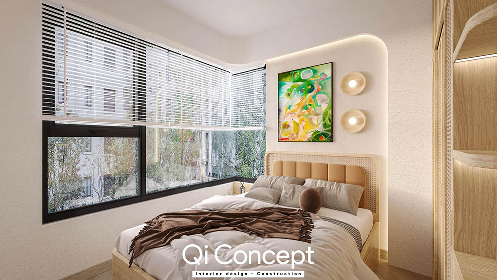 Đầu giường trong mẫu thiết kế nội thất chung cư Imperial Place 3PN.