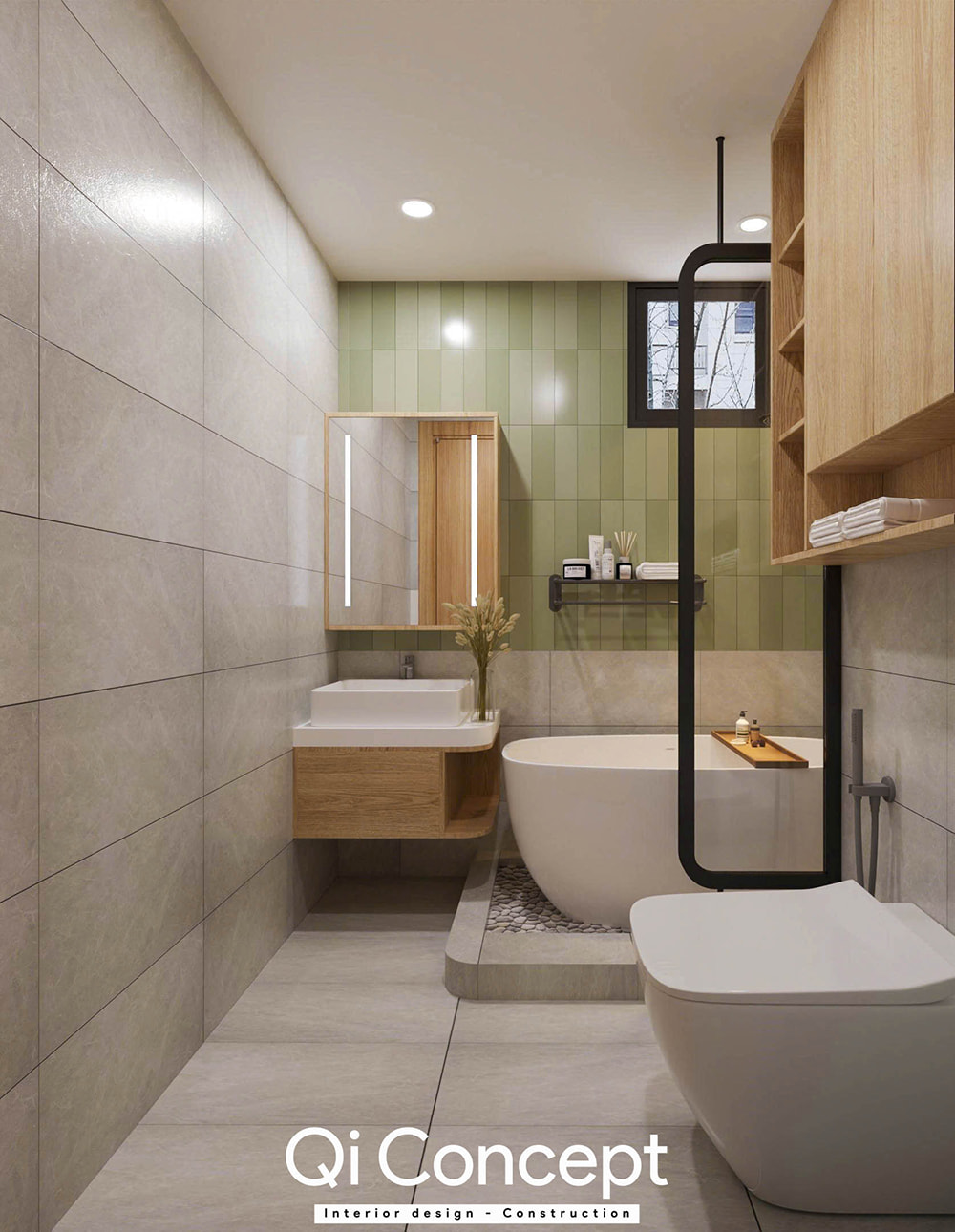Không gian phòng tắm trong mẫu thiết kế nội thất chung cư Imperial Place 3PN.
