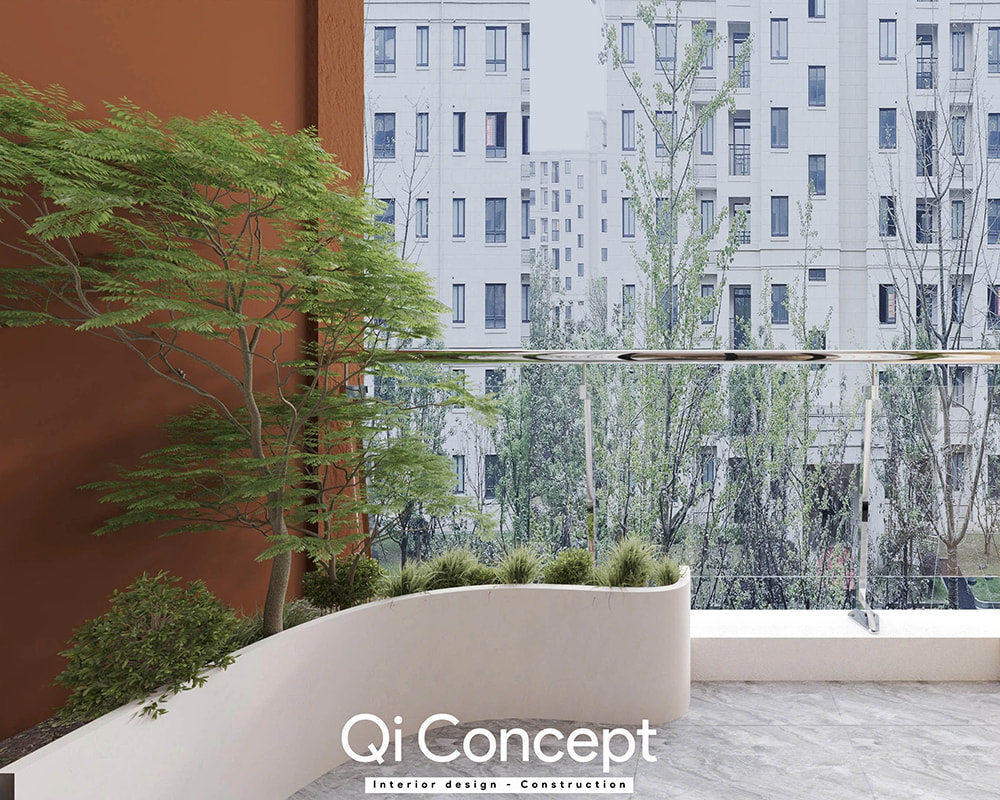 Ban công trong mẫu thiết kế nội thất chung cư Imperial Place 3PN.