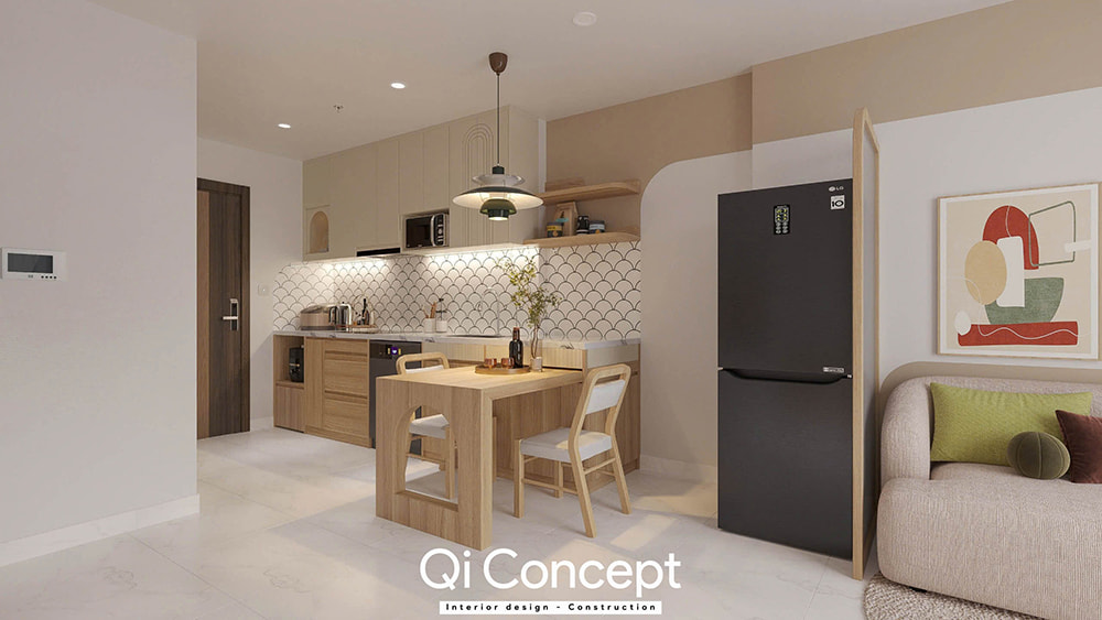 Gian bếp độc đáo trong mẫu thiết kế nội thất quận 3.