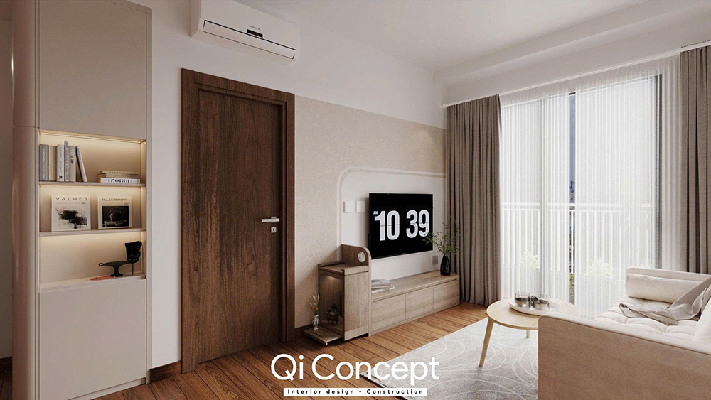 Bố trí nội thất phòng khách dựa trên bản vẽ mặt bằng công năng chung cư.