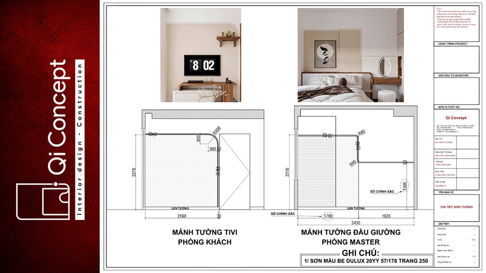 Mặt bằng trang trí đơn lẻ các mảnh tường