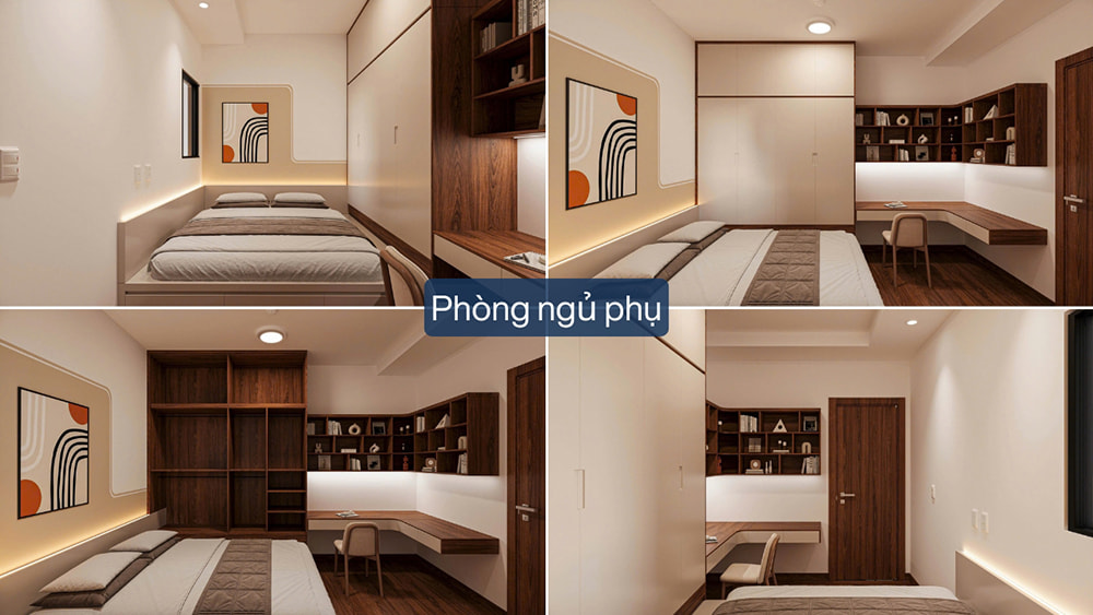 Phối cảnh 3D cho phòng ngủ phụ