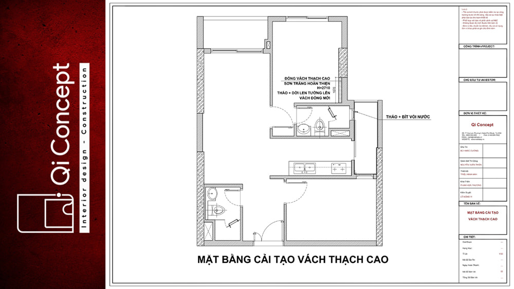 Mặt bằng cải tạo vách thạch cao