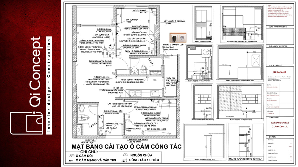 Mặt bằng cải tạo ổ cắm công tắc