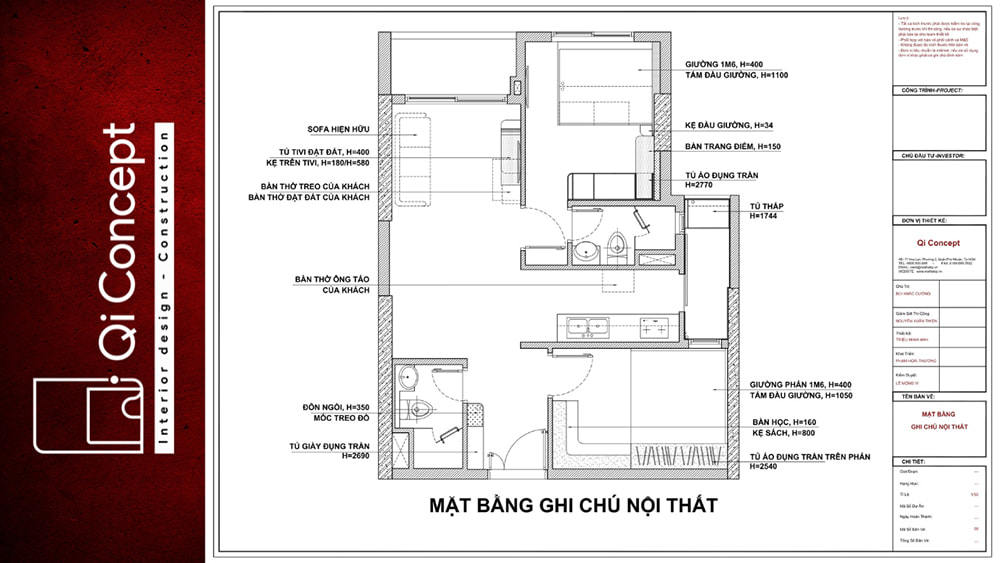 Mặt bằng ghi chú nội thất