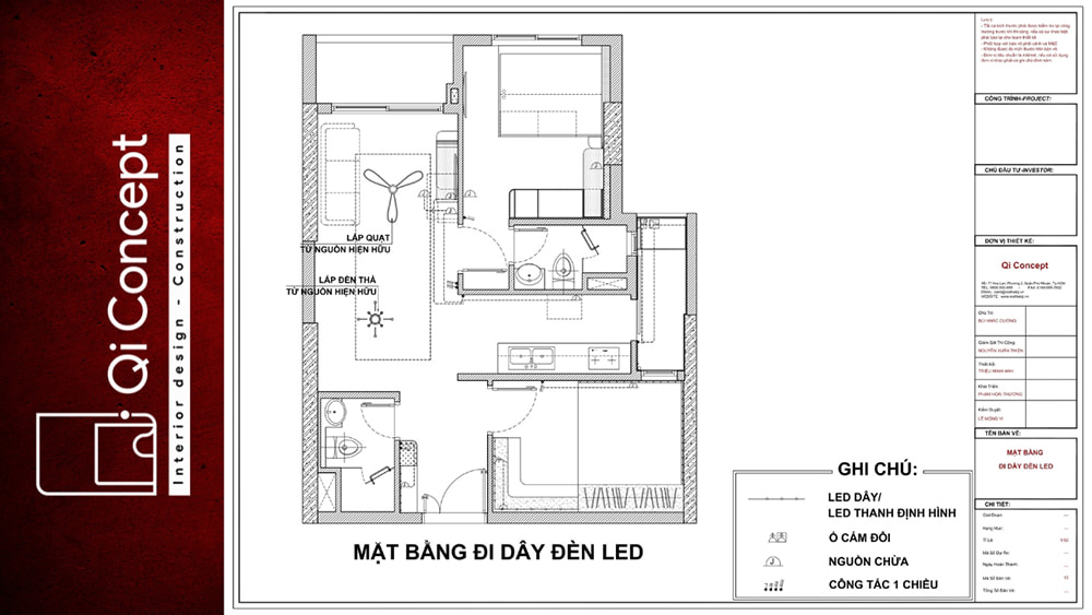 Mặt bằng đi dây đèn led