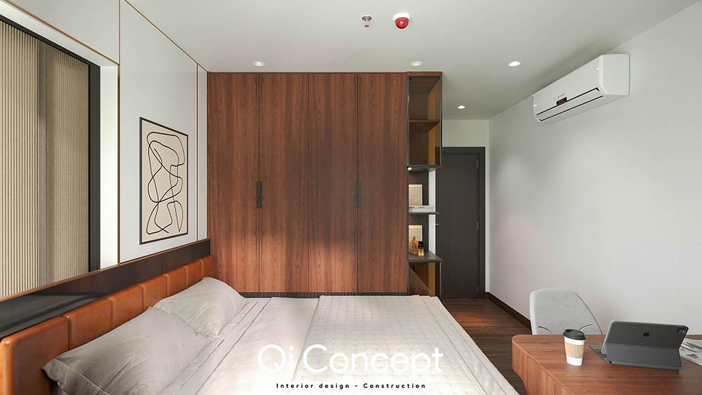 Tủ quần áo trong mẫu thiết kế chung cư Tecco Home 1PN.