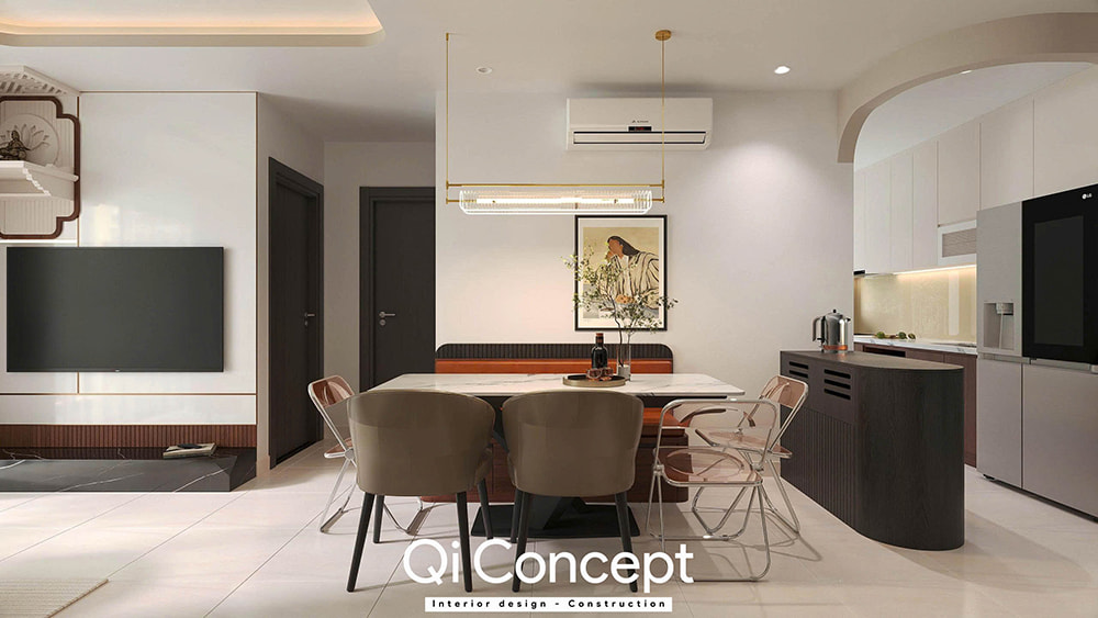 Khu vực ăn uống trong mẫu thiết kế chung cư Tecco Home 1PN.