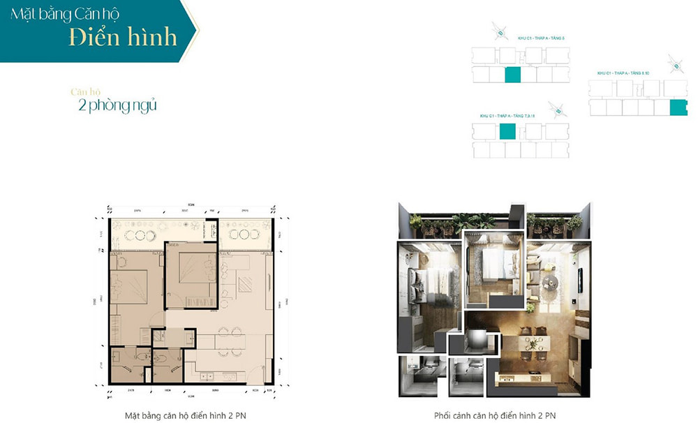 Ưu nhược điểm mặt bằng điển hình căn hộ Fiato Uptown 2 phòng ngủ